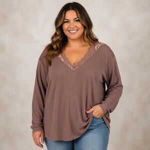 Torrid Lace V-Neck Waffle Knit Thermal Blouse Top Plus Size 3X